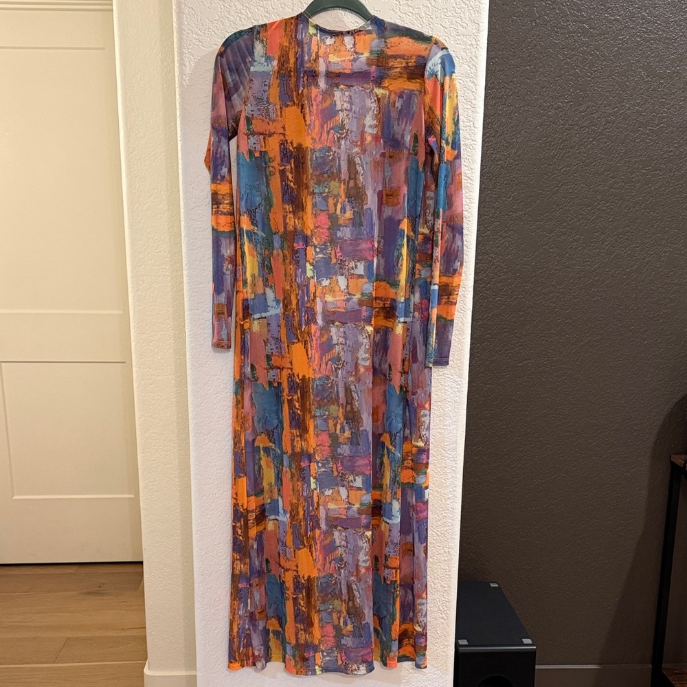 Colorful Abstract Long Sleeve Women's Cardigan - Picture 3 of 4